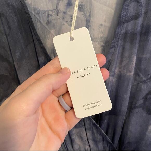 NWT Grade & Gather Blue Gray Splatter Mini Dress S/M - Picture 8 of 14